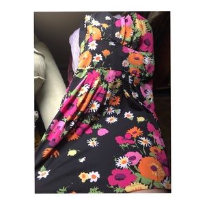 Strapless Floral black dress